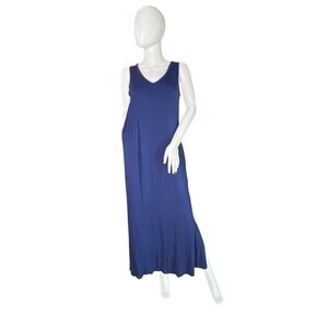 Skivys Femme Women's Blue Sleeveless Maxi Dress with Pockets‎ Size Large
